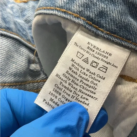 Everlane 33 Waist The Curvy 90s Cheeky Straight Organic Cotton Light Blue Jeans - Picture 4 of 6